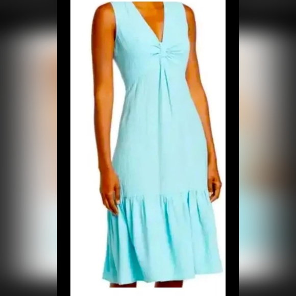 Calvin KLEIN women's Gauze Knot Front Midi Dress In Seaspray New Size 14 - Picture 8 of 8
